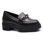 Mocassim Molly Feminino Tratorado Preto com Metal Prata