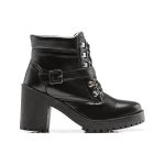 Coturno Molly Feminino Valentina com Atacador e Fechamento Lateral - Preto