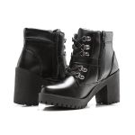 Coturno Molly Feminino Valentina com Atacador e Fechamento Lateral - Preto