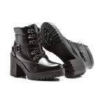 Coturno Molly Feminino Valentina com Atacador e Fechamento Lateral - Preto
