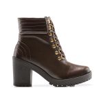 Coturno Molly Feminino Valentina com Metal Triangular Dourado e Atacador - Café