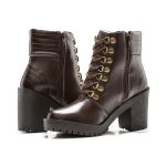 Coturno Molly Feminino Valentina com Metal Triangular Dourado e Atacador - Café