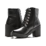 Coturno Molly Feminino Valentina com Metal Triangular Prata e Atacador - Preto