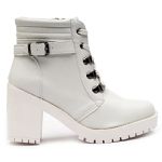 Coturno Molly Feminino Valentina com Fechamento Lateral e Atacador - Off White