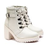 Coturno Molly Feminino Valentina com Fechamento Lateral e Atacador - Off White