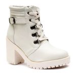 Coturno Molly Feminino Valentina com Fechamento Lateral e Atacador - Off White