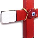 Crucifixo em madeira pintado 25cm – olho grego