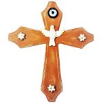 Crucifixo em madeira pintado 30cm - laranja