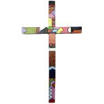 Crucifixo em madeira pintado 51cm