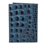 Porta Cartão em Couro Croco Azul Vitória