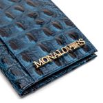 Porta Cartão em Couro Croco Azul Vitória