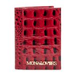 Porta Cartão em Couro Croco Vermelho Vitória