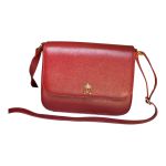 Bolsa em Couro Vermelha com Tampa Cida