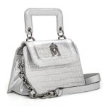 Bolsa em Couro Metalizado Prata Mariah 