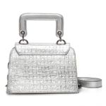 Bolsa em Couro Metalizado Prata Mariah 