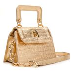 Bolsa em Couro Metalizado Dourado Mariah