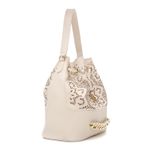 Bolsa Saco em Material Tecnológico Off White com Trabalhado a Laser Mônica