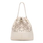 Bolsa Saco em Material Tecnológico Off White com Trabalhado a Laser Mônica