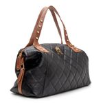 Bolsa em Couro com Bordado Matelassê Preta Izabel
