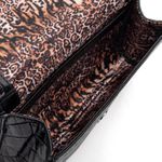 Bolsa em Couro Preto com Bordado Artesanal Clutch Paula