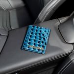 Porta Cartão em Couro Croco Azul Vitória