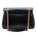 Bolsa em Couro Croco Preto Gabi