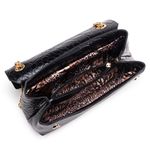 Bolsa em Couro Croco Preto Gabi