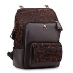 Mochila em Couro Pelo de Onça com Café para Notebook Andrea