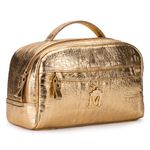 Necessaire em Couro Croco Dourado