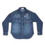 Camisa Jeans com Borboleta em Broche