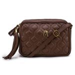 Bolsa em Couro Capuccino com Matelasse e Bambolim Amanda 