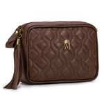 Bolsa em Couro Capuccino com Matelasse e Bambolim Amanda 