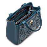 Bolsa em Couro Azul Denim com Bordado Azul Bruna
