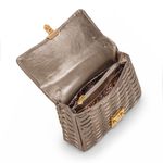 Bolsa em Couro Prata Velha com Corrente Lúcia