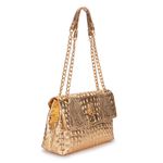 Bolsa em Couro Croco Dourada Lulu