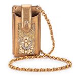 Porta Celular em Couro Dourado Mari