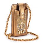Porta Celular em Couro Dourado Mari