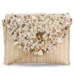 Clutch de Palha com Bordado em Perolas Maria