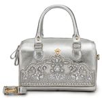 Bolsa Baú em Couro Prata com Bordado Prata Vilma