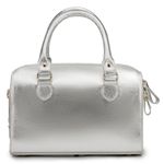 Bolsa Baú em Couro Prata com Bordado Prata Vilma