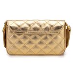 Bolsa em Couro Dourado Matelassê com Alça e Gorgurão Liz