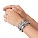Pulseira Prata Bordada de Flor Cristal