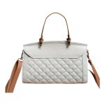 Bolsa em Couro Off Whiite com Caramelo Solange
