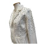 Blazer Off White Com Bordado de Pérolas