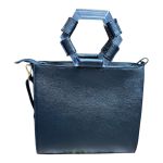 Bolsa em Couro Preto c/ manta de Cristal Edna