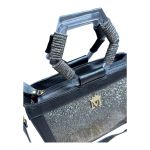 Bolsa em Couro Preto c/ manta de Cristal Edna