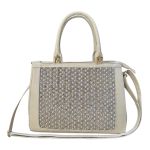 Bolsa em Couro Off White com Bordado de Pérola Bruna