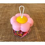 POTE DE ELÁSTICOS PARA CABELO - TEMA FLOR - COR ROSA - CANDY COLOR 