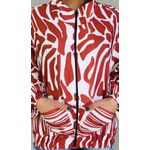 CORTA VENTO ESTAMPADO - SEM CAPUZ - LISTRAS - BRANCO E LARANJA 