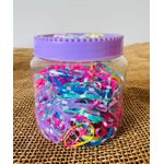 POTE DE ELÁSTICOS PARA CABELO - ELÁSTICOS COLORIDOS COM DETALHE EM BRANCO 